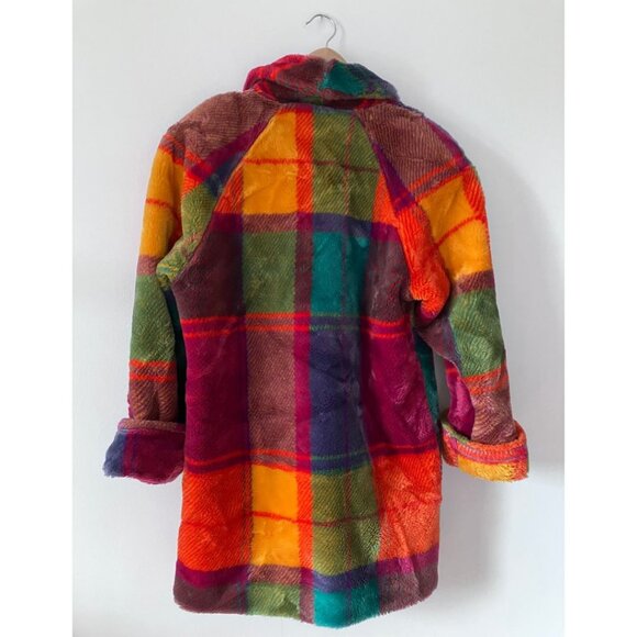 Donnybrook Vintage Rainbow 1980s Faux Fur Coat Multi Size XS - Picture 5 of 12